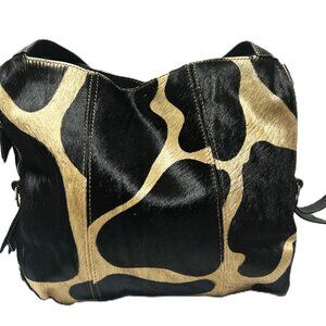 Sofia C cowhide and leather shoulder bag